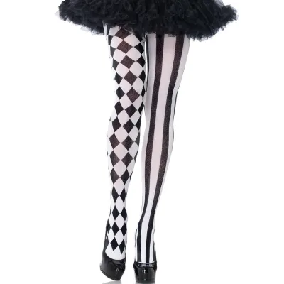 Leg avenue - BLACK/WHITE harlequin tights