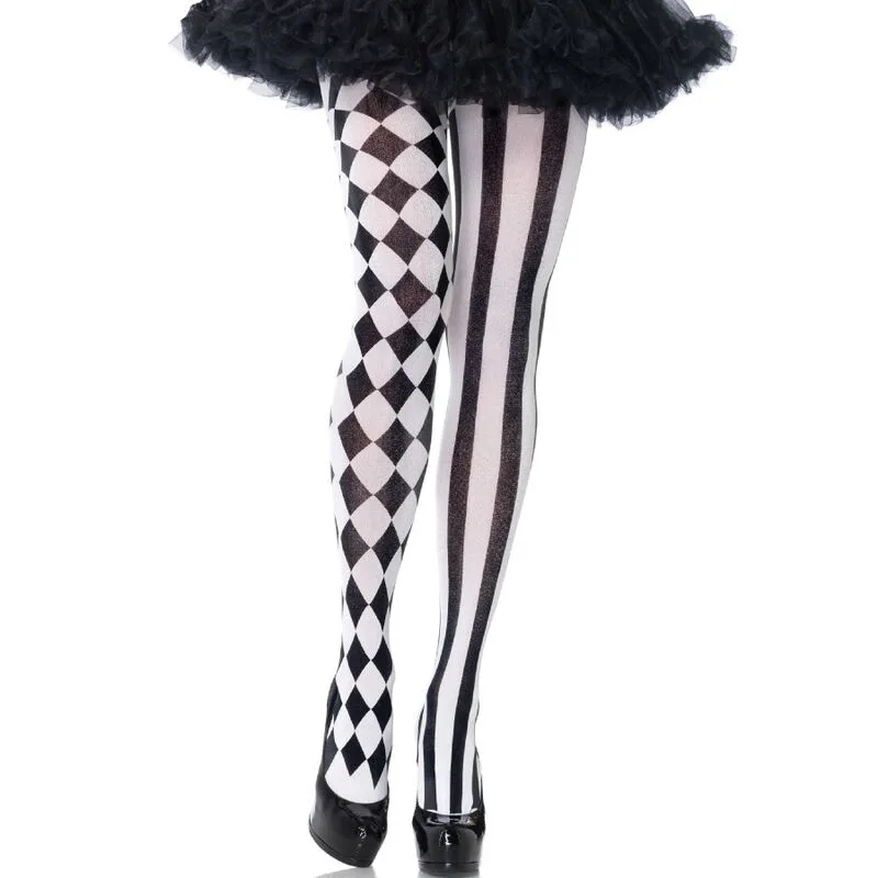 Leg avenue - collants arlequin NOIR/BLANC
