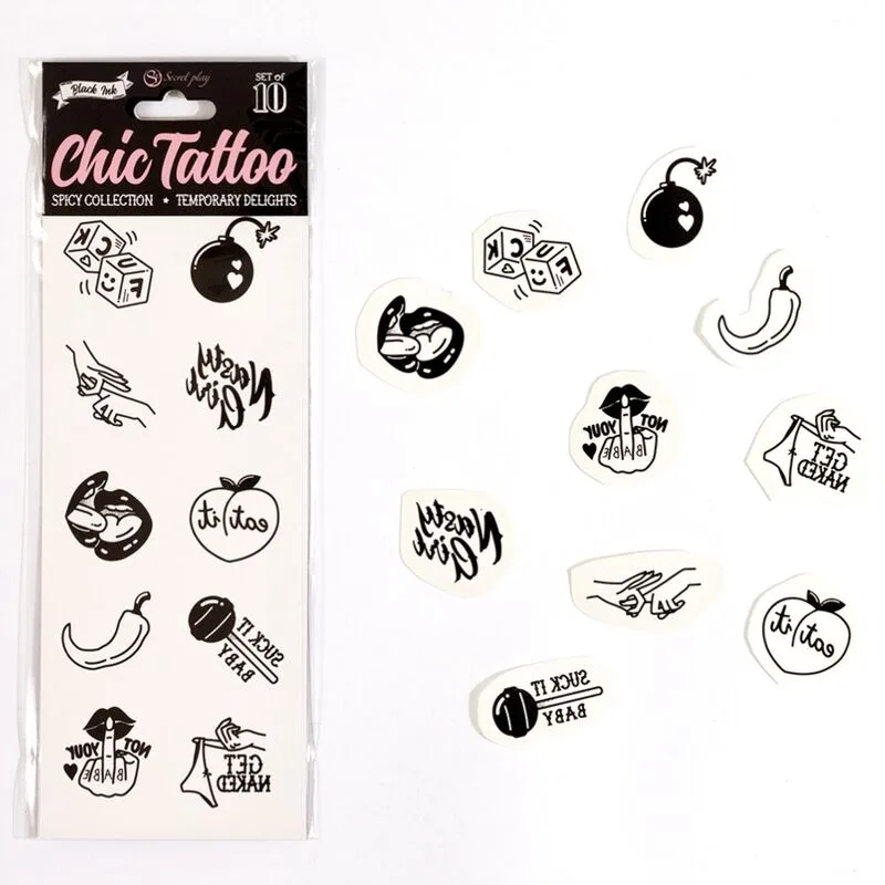 Secret play - lot de 10 tatouages temporaires spicy collection