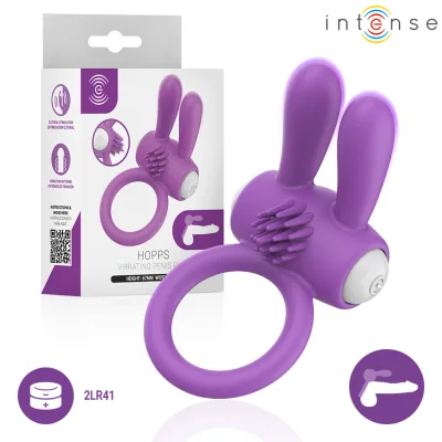 Intense - anneau pénis vibrant hopps avec stimulation clitoriale violette