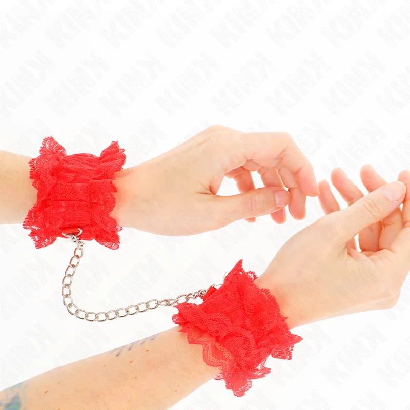Kink - attaches-poignets élastiques en dentelle rouge