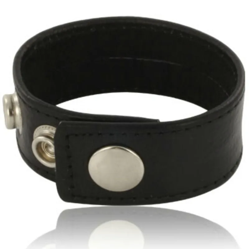 Sangle de pénis réglable en cuir noir