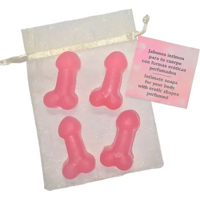 4 penis-shaped perfumed mini soaps pink