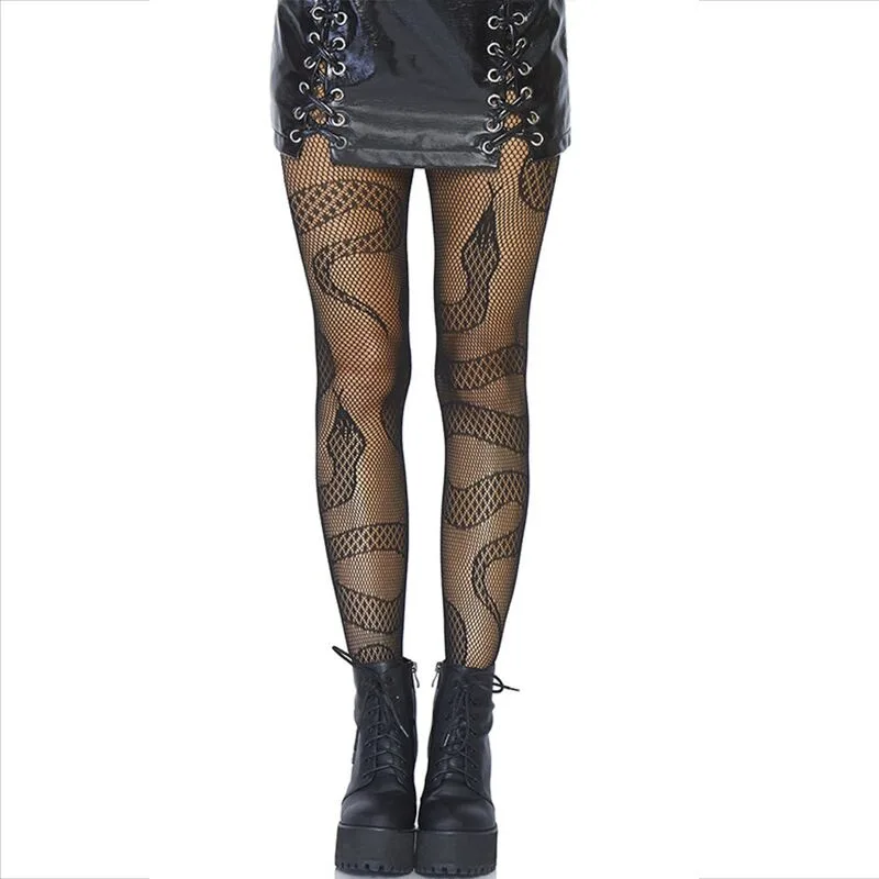 Leg avenue - bas net serpents noir