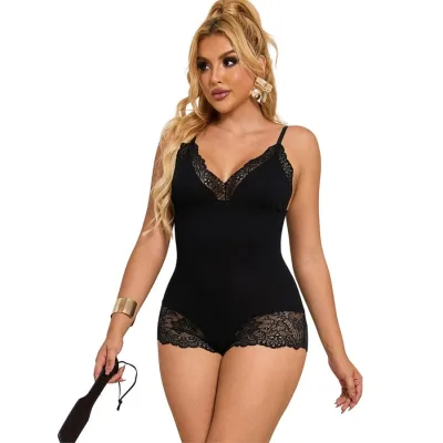 Subblime - zwarte bloemen kant detail teddy L/XL