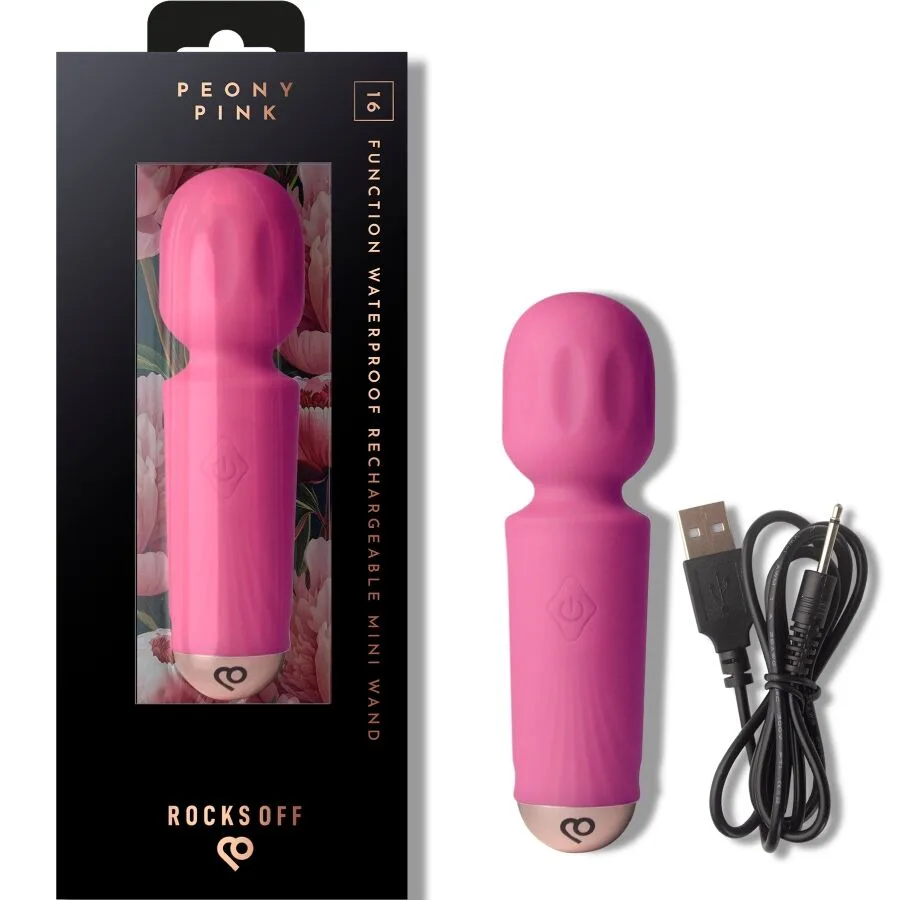 Mini baguette rechargeable 16 fonctions rose pivoine