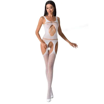 Passion - woman BS057 white bodystocking one size