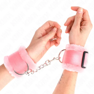 Kink - appui-poignets doublés de fourrure rose réglable 17-31 cm x 7 cm