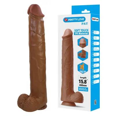 Pretty love - pat dildo realístico flexible con ventosa 40 cm -ø- 6 cm marrón