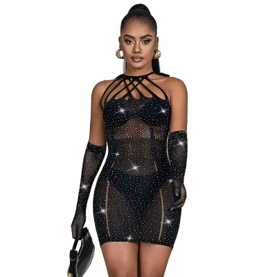 Subblime - 952235 robe réseille avec strass noir taille unique
