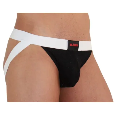 004 jock shiny black / white XL