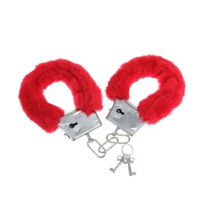 Pleasure furry handcuffs red
