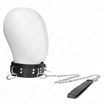 Kink - 3 ring slavery necklace with strap 80 cm 53 x 5 cm