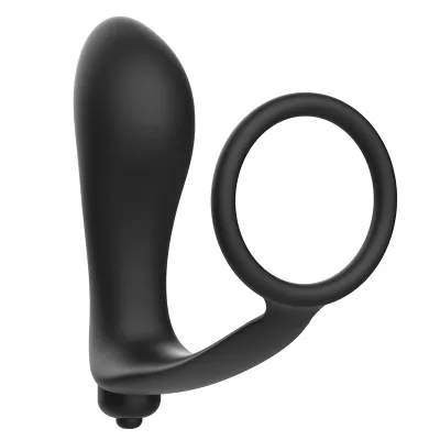 Vibratory anal plug with penis ring