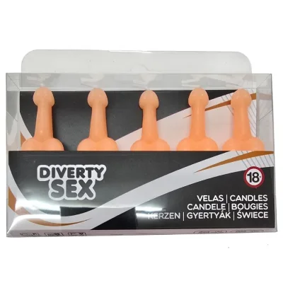 Box of 5 flesh penis-shaped candles