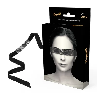 Coquette chic desire - maschera in pizzo nero con nastro