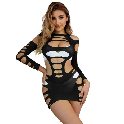 Subblime - 952266 robe résille élastique manches longues noir taille unique