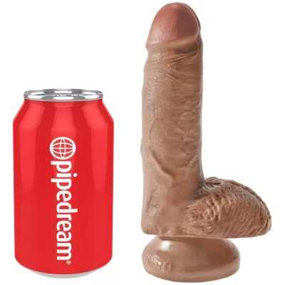 Realistischer penis mit kugeln 13.2 cm karamell