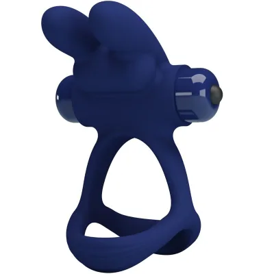 Pretty love - francisco doppelter vibrationsring kaninchen blau