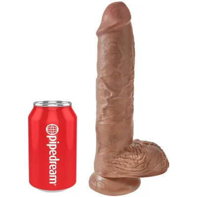 Realistischer penis mit kugeln 19.8 cm karamell