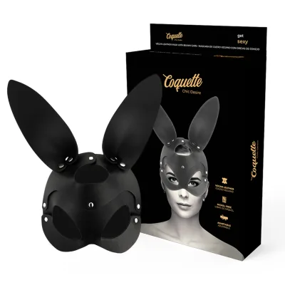Coquette chic desire - maschera vegana in pelle con orecchie di coniglio