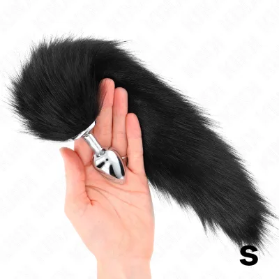 Kink - anal plug size S 7 x 3 cm with synthetic tail 40 cm black