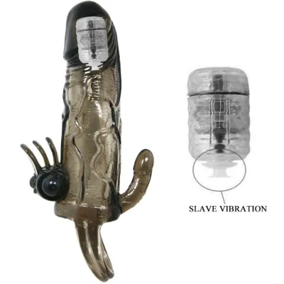 Baile - brave man penishülle mit klitoris und analstimulation doppelte kugel schwarz 16.5 cm