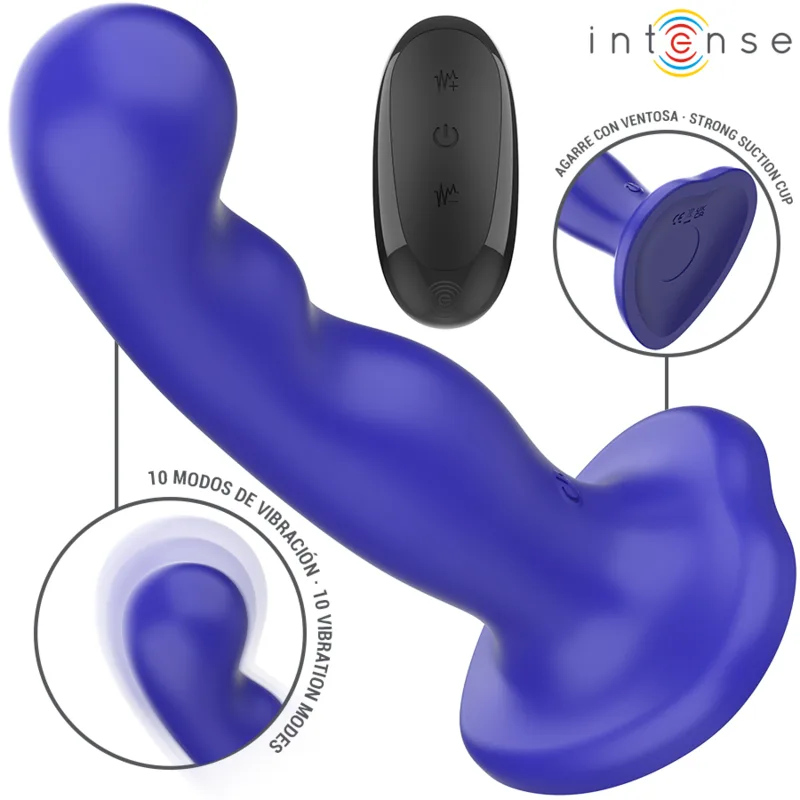 Intense - shorty vibrateur avec ventouse télécommande bleue