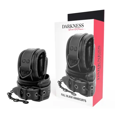 Darkness - adjustable black leather hands handcuffs