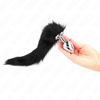 Kink - anal plug size L 10 x 4 cm with synthetic tail 40 cm black