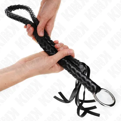 Kink - fouet serpent avec anneau à main noir 65 cm
