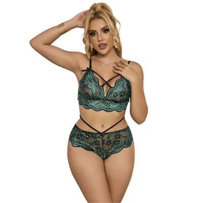 Subblime - 954086 soutien-gorge + culotte dentelle vert S/M