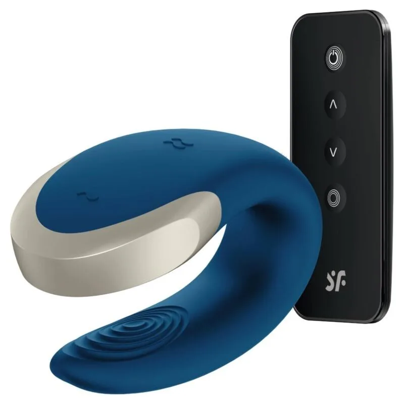 Satisfyer - vibrateur double love luxury partner bleu