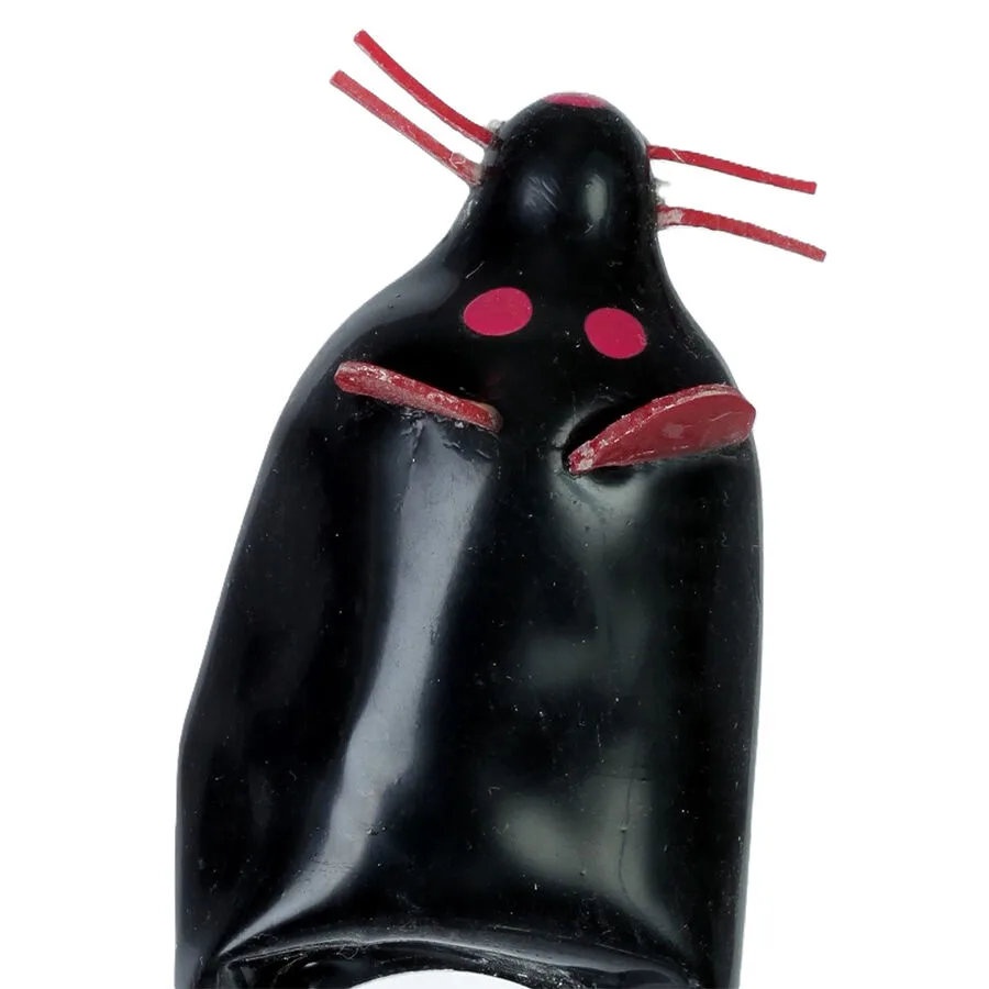 Préservatifs fantaisie peints à la main souris noire XL