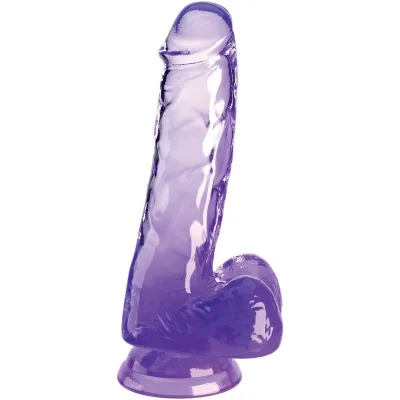 Clear realistischer penis mit kugeln 13.5 cm lila
