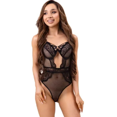 Livco corsetti fashion - paula lc 20209 zwarte kanten bodysuit L/XL