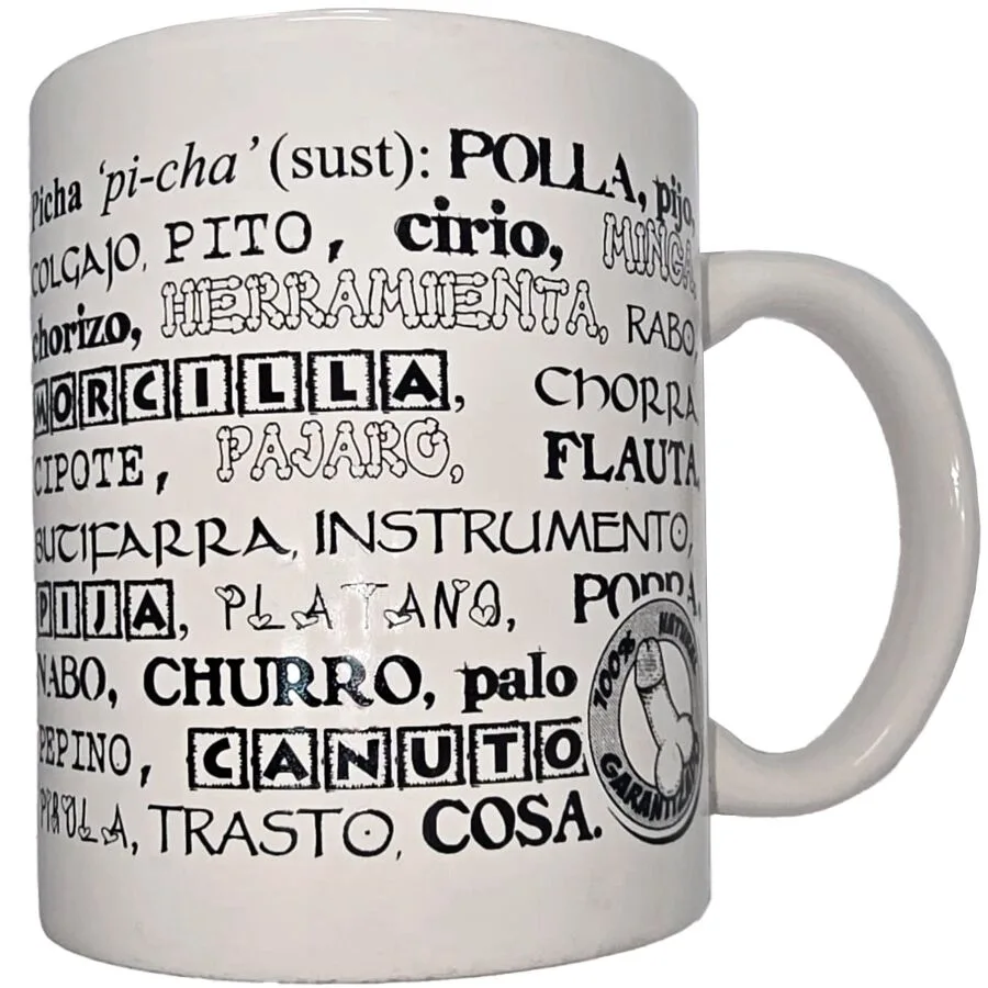 Tasse blanche avec synonymes de pénis 370 ml