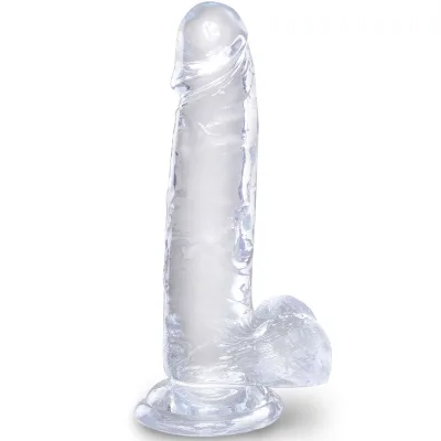 Clear realistischer penis mit eieren 15.2 cm transparent