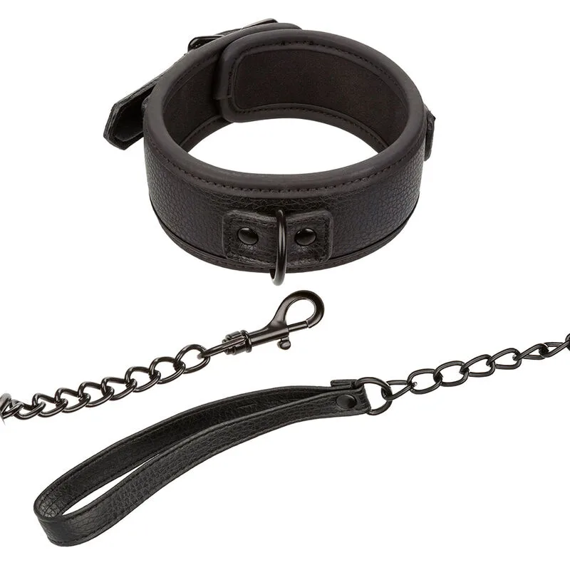 Nocturnal collier et laisse en cuir réglable noir
