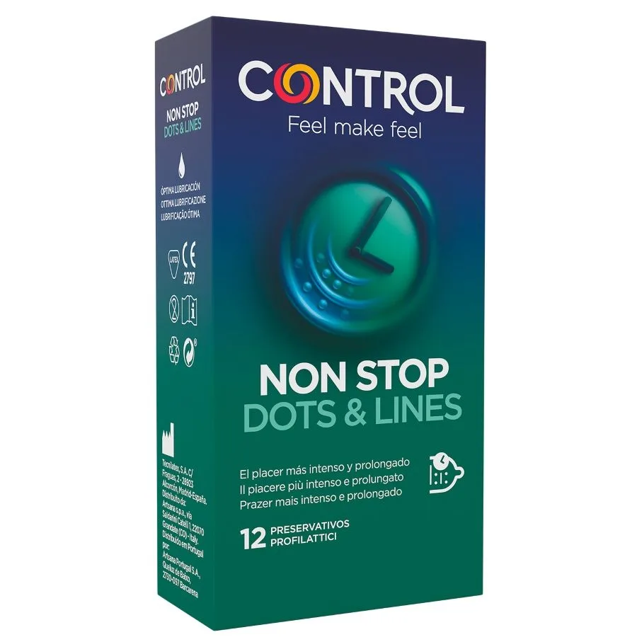 Control - préservatifs « nonstop dots and lines », lot de 12