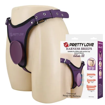 Pretty love - culotte harnais universelle à bretelles violette et noire