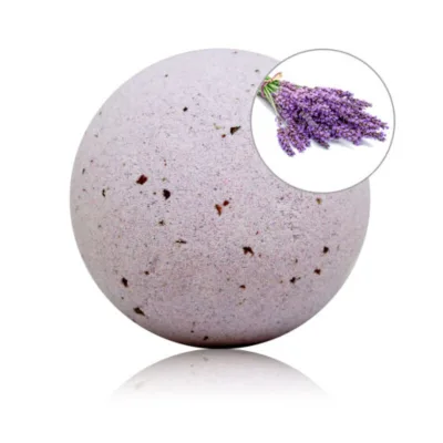 Bomba da bagno profumata alla lavanda con petali di rosa