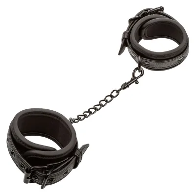 Nocturnal leather wrist cuffs adjustable black
