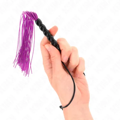 Kink - mini fouet en silicone avec 6 billes violes 26 cm