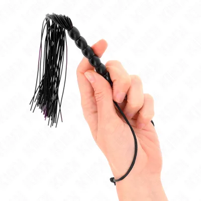 Kink - mini fouet en silicone avec 6 billes noires 26 cm