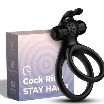 Armony - anneau vibrateur double traveler pour couples lapin noir