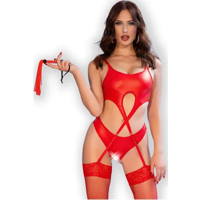 Chilirose - cr 4625 set cuatro piezas crotchless rojo M