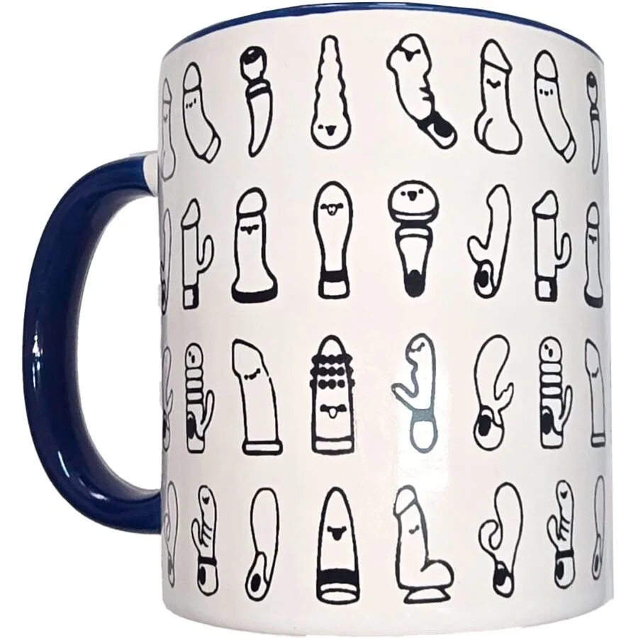 Tasse vibrante blanche avec anse bleue 370 ml