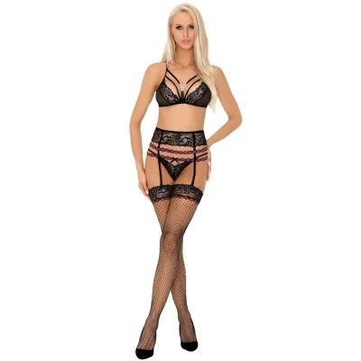 Livco corsetti fashion - snehana lc 90443 sujetador + liguero + panty negro S/M