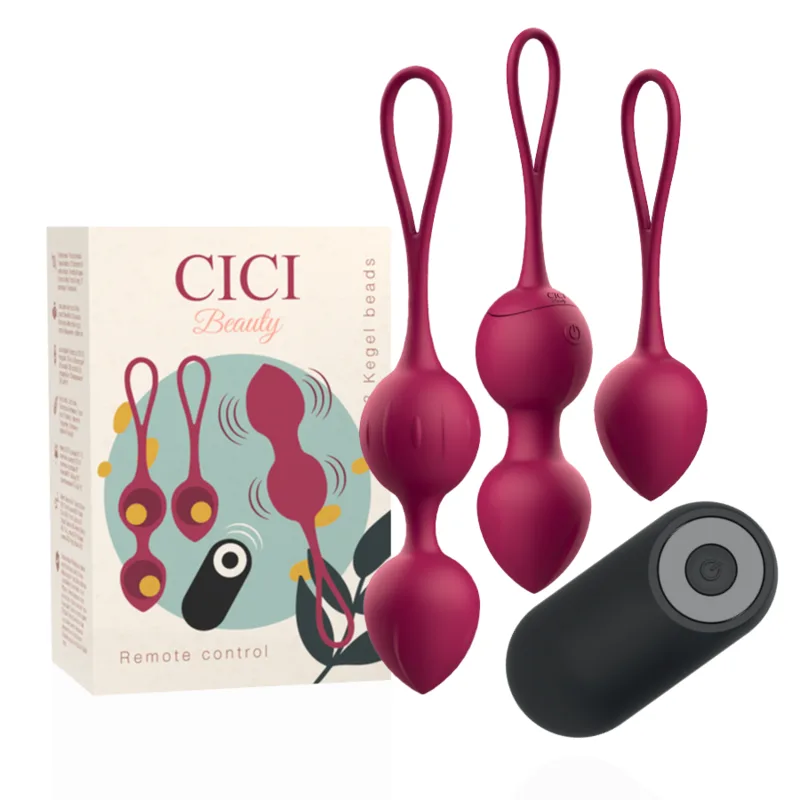 Premium silicone 3 perles de kegel vibrantes télécommande